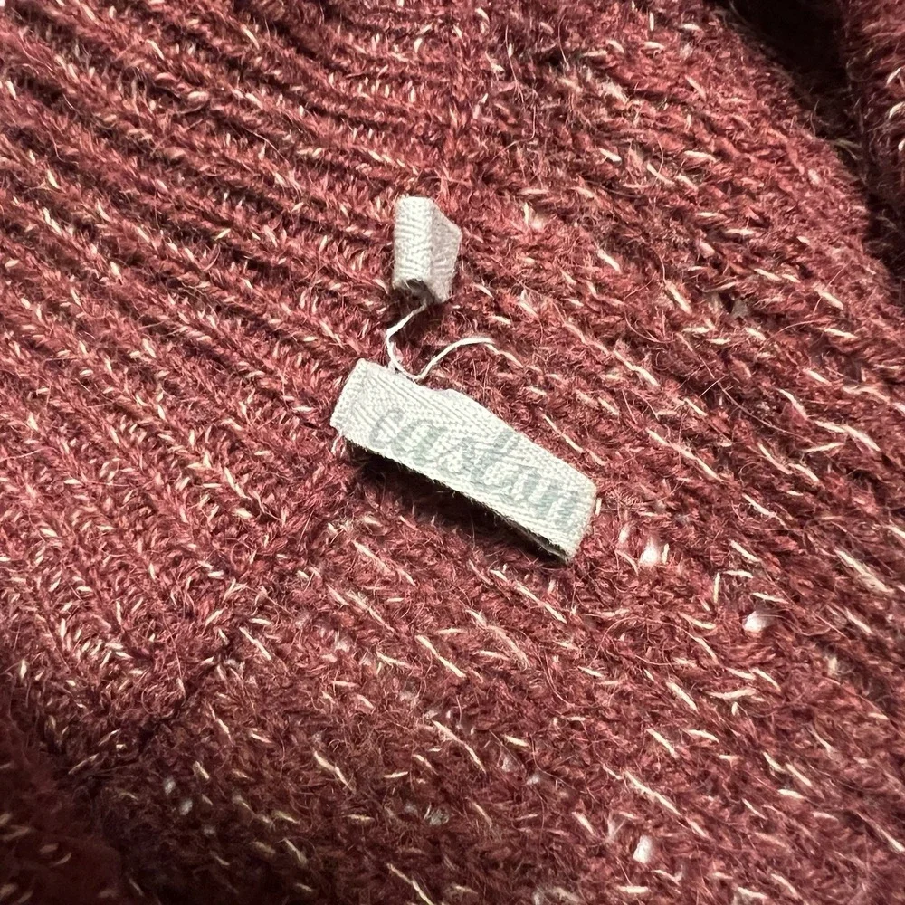 Caslon Alpaca Chunky Knit Peplum Sweater Womens 5 Bell Sleeve Mock Neck Burgundy - Picture 12 of 16